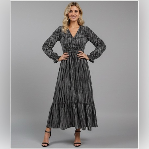 Boho Floral Print Flounce Sleeve Shirred Dress - Picture 1 of 7